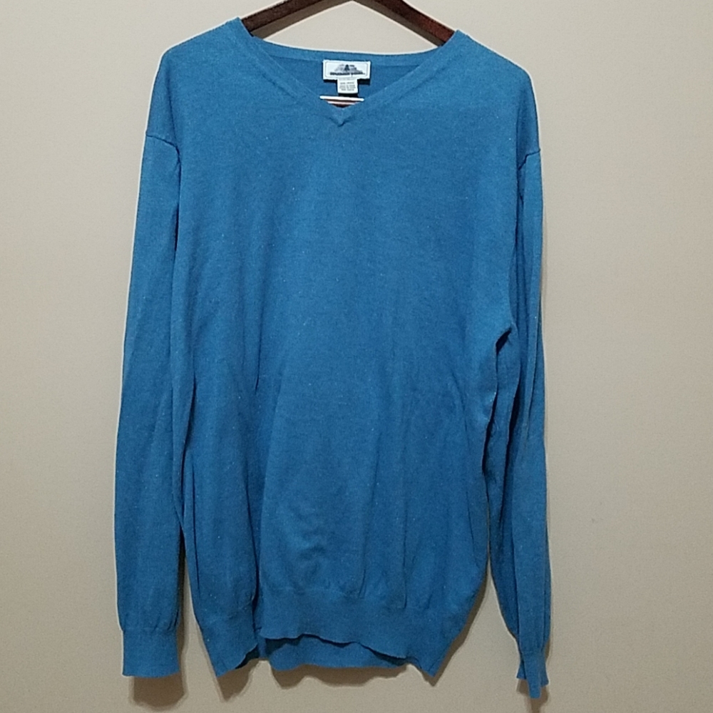 Southern Pines Men's Sweater XXL Lightweight v-neck Golf speckled Teal Casual